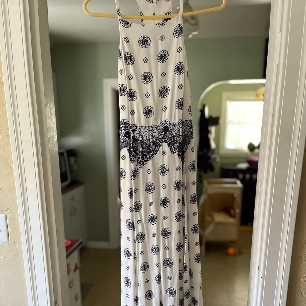 Lulu's Blue Floral Long Dress